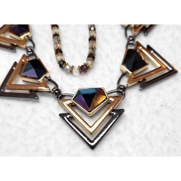 Iridescent Rainbow Titanium Necklace Earring Bracelet Futuristic Cyberpunk Boho - Picture 5 of 8